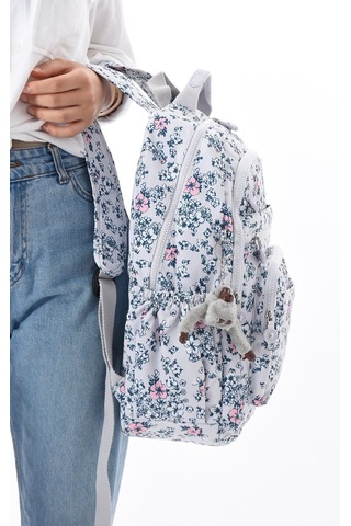 8861 Unisex Klınkır Maymunlu Günlük Ve Okul Sırt Çantası Beyaz - Mavi