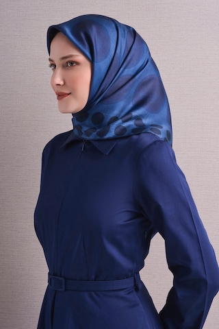 Armine Sura İpek Eşarp 2026-2027 - Sonbahar Kış-asm9637 Lacivert