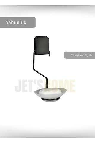 Jet's Home Yapışkanlı Sabunluk Paslanmaz Katı Sabun Tutucu Sabun Düzenleyici Çelik Siyah Siyah