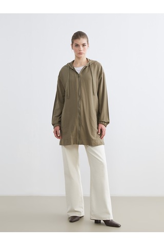 Lcw Modest Haki Kapüşonlu Oversize Kadın Tunik