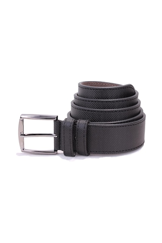 Dagoster DMK26-354 Siyah 4 CM Suni Deri Erkek Kemer Siyah Baskılı Siyah