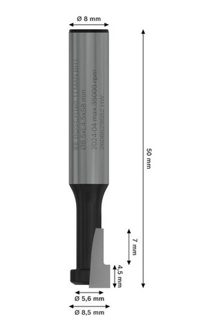 Bosch Pro 8.5x6.5 Mm Ahşap T Oluk Açma Freze Ucu 2608629682