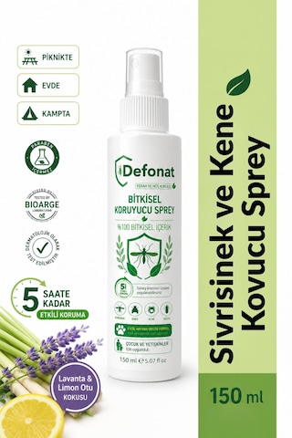 Defonat Bitkisel Sinek Sivrisinek Ve Kene Kovucu Koruyucu Sprey 150 Ml