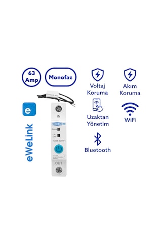 Tomzn WiFi Akıllı Voltaj Ve Akım Koruma Rölesi, Dahili Enerji Ölçer 63a Ewelink Uyumlu - Tek Kutup