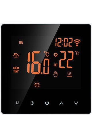 Reedark Akıllı Wi-fi Termostatı: Ev, Ofis, Okul Ve Oteller İçin Dokunmatik Ekranlı, 16a, Haftalık Programlanabilir, Turuncu Arka Işık