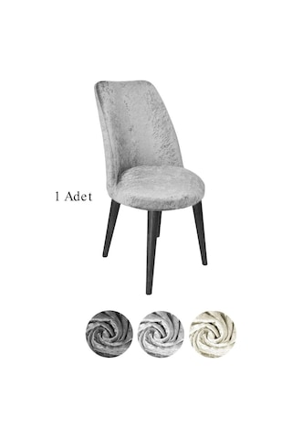 StarMall Kadife Kumaş Oval Sandalye Kılıfı,sandalye Örtüsü 1 Adet Gri
