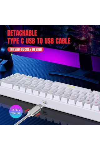 Lemestar Hxsj V200 Rgb Oyun Klavyesi - 68 Tuşlu Taşınabilir Mini Mekanik Hissiyatlı Membran Klavye