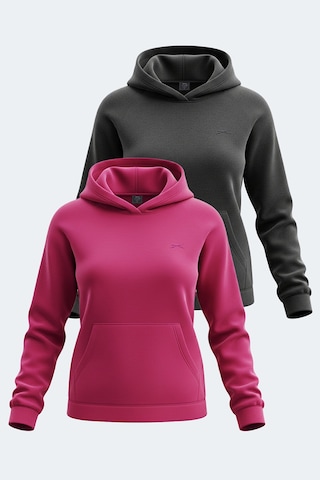 Slazenger Sassa 2 Li Set Kadın Siyah - Fuşya Sweatshirt Siyah - Fuşya