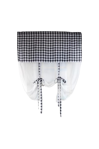 Naturel Potlu Ekose Tül Perde Retro Siyah