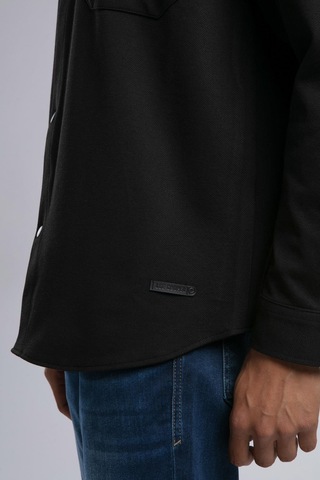 Lee Cooper Erkek Bertaus Örme Uzun Kol Gömlek 241018 Siyah Siyah