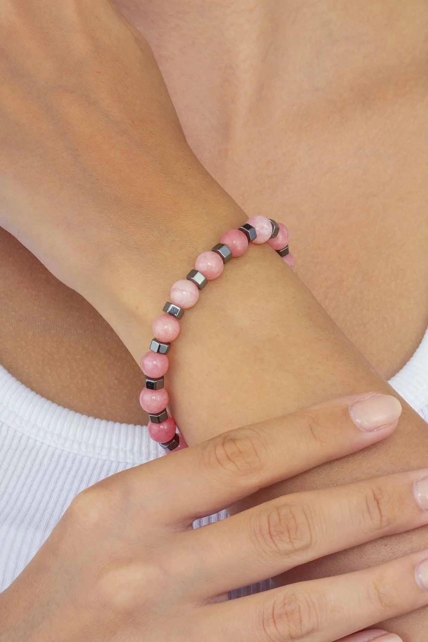Gümüş Pazarım Pembe Ceyt Taşı Doğal Taş Bileklik Diğer