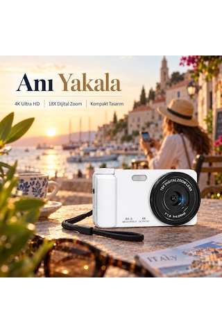 MKN02 4K Ultra HD Dijital Fotoğraf Makinesi Döner Ekranlı Kompakt Kamera-1732