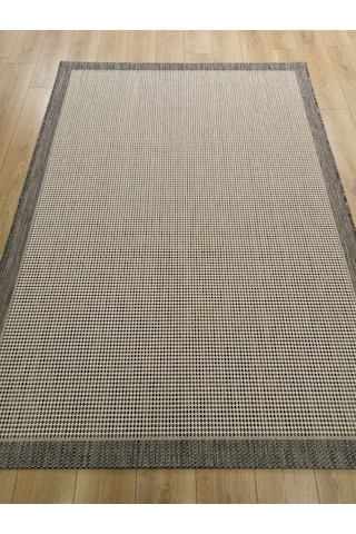 Çam Halı Sisal 9313 Gri / Beyaz Bordürlü Jüt Sisal Kilim
