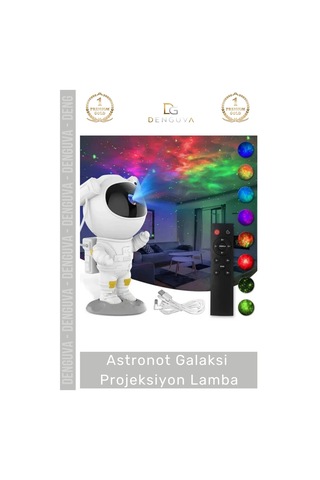 Projeksiyon Uzay Kumandalı Yıldız Gökyüzü Gece Lambası Modern Astronot Galaksi Projeksiyon Lamba Çok Renkli