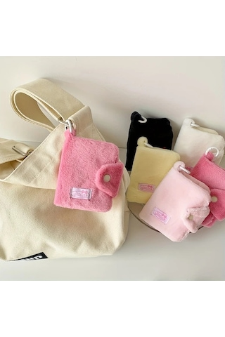 Elmpaly Beyaz Fermuarlı Şık Kız Cüzdanı Anahtarlık Askılı Kelebek Fiyonk Detaylı Hafif