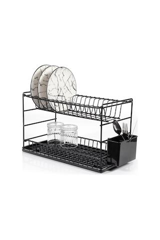 Zensan İki Katlı Modüler Tabaklık Pe Kaplama 50 CM Siyah