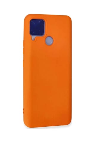Jenerik Realme C15 Kılıf Nano İçi Kadife Silikon - Turuncu