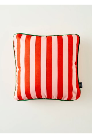 Bella Maison Line Biyeli Kırlent Kılıfı Kırmızı 43x43 Cm Kırmızı