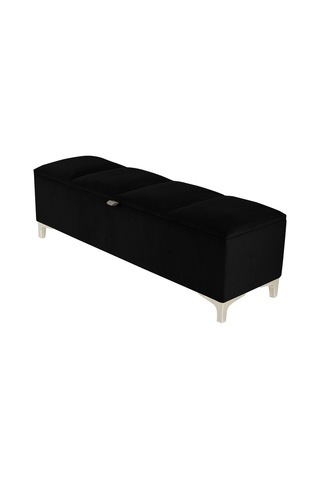 Vetra V2 Sandıklı Puf Siyah Dilimli Model Sandıklı Bench Puf - Sandıklı Yatak Ucu Bankı