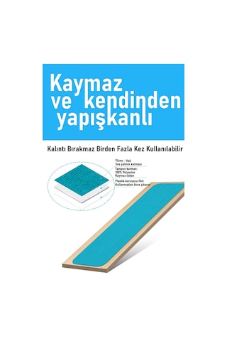 Halifleks Yapışkan Tabanlı Merdiven Basamak Paspası Rip Halı Kaymaz Tabanlı - Turkuaz Null
