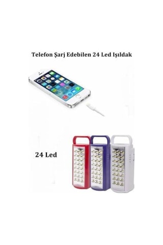 Almina Usb Şarj Çıkışlı 24 Ledli 80 Saat Yanan Led Işıldak Telefon Şarj Eden Işıldak Mavi