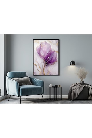 Tablo Ahşap Çerçeveli Tablo Çerçeveli Poster Çiçek Temalı Mermer Desen Soyut Tablo