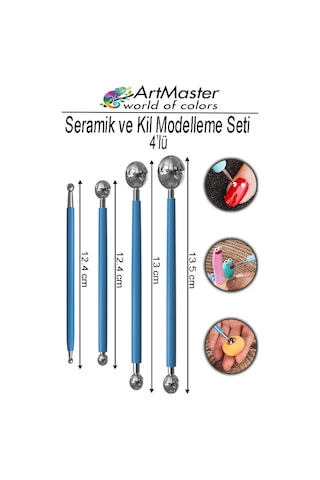 Top Uçlu Seramik Ve Kil Modelleme Seti 4 Lü 1 Paket Pasta Şekil Verme Ve Modelleme Şeker Hamuru Şekillendirme Pasta