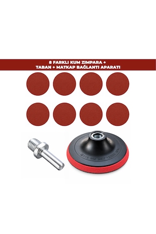 Cırt Zımpara Seti 115 Mm 10 Parça Matkap Aparatlı Ahşap Ve Metal Uyumlu