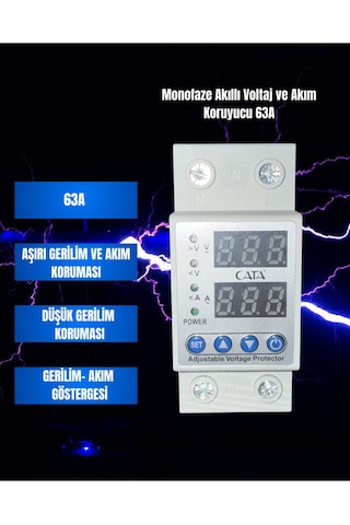 Cata 63 Amper Dijital Akıllı Voltaj Ve Akım Koruyucu Ct-9198 Cata 0