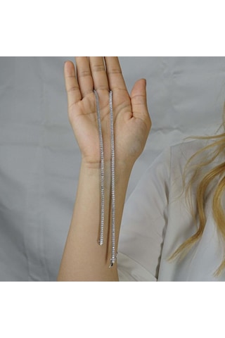 Modagümüşevi Pırlanta Tasarımlı Kare Model 925 Ayar Gümüş Su Yolu Kolye