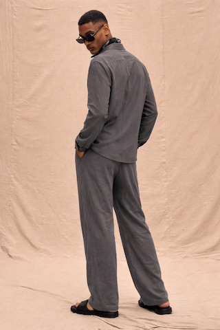 Tarz Cool Erkek Haki Tencel Kumaş Oversize Gömlek Pantolon Takım Rahat Kesim Yazlık Kombin Füme