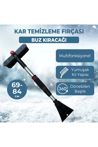 85 Cm Buz Kırıcı Araç Kar Temizleme Fırçası Kırmızı Gri