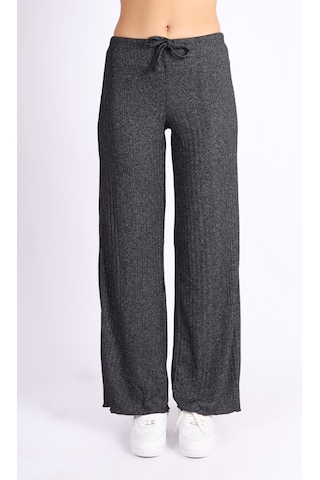 Soft&Basic Kadın Eşofman Takımı Kapüşonlu Sweatshirt Ve Geniş Paça Antrasit Pantolon Eşofman Gri