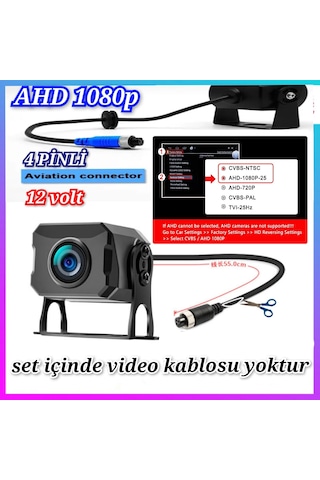 Ahd 1080p 150 Derece 4 Pinli Connector 4x4 Cm. Kamera 12 Volt Video Kablosuz Gönderilir