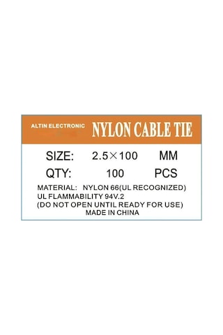 Tayem Plastik Kablo Bağı Cırt Kelepçe 100x2,5 Pa66 V2 100adet