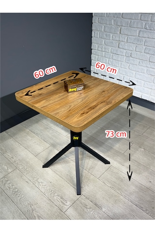 Zeren Kare Ceviz Balkon Masası Mutfak Yemek Masası 60 Cm