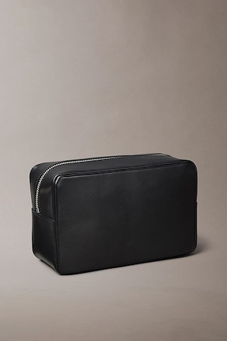 Erkek Yazı Logo Plakalı Aksesuar Çantası - Siyah Black