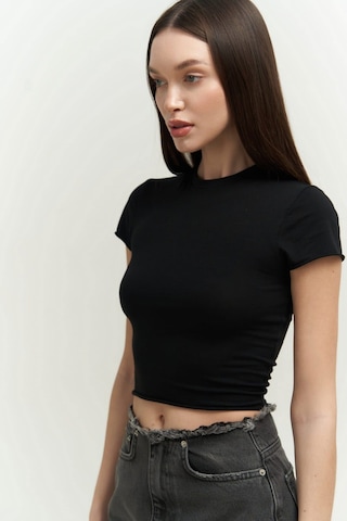 Mai Collection 2734 - El Amor Siyah Penye Crop Mor - Siyah