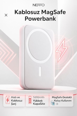 5000 Mah Magsafe Powerbank 15w Hızlı Kablosuz Şarj Cihazı İphone Uyumlu Hızlı Şarj 22.5w
