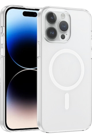Maks Technology iPhone Uyumlu 14 Pro Max Kılıf Ic Çipli Mkst Wireless Şarj Özellikli Şeffaf in Kapak - Şeffaf