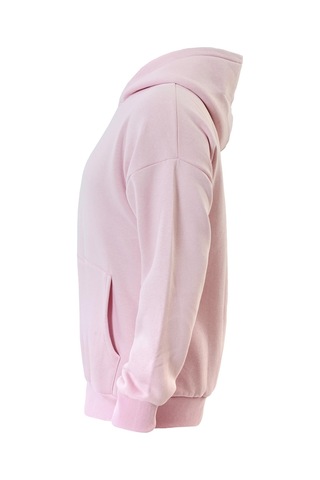 Unisex Theree Love Baskılı Kapüşonlu İçi Yumuşak Polarlı Oversize Sweatshirt - Pembe Bordo