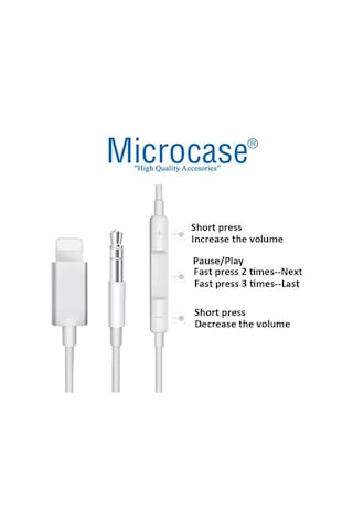 Microcase Ses Kontrol Özellikli Apple iPhone Uyumlu Lightning To Aux Çevirici Mh021
