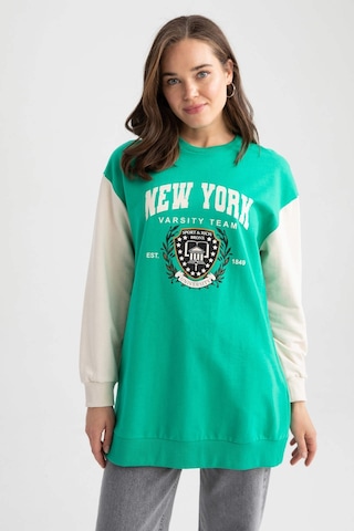 Defacto Relax Fit Bisiklet Yaka Üniversite Baskılı Sweatshirt Tunik Z2073AZ23SPGN227 Yeşil