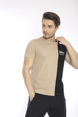 Escetic Erkek Spor, Abd Pike Interlok 1. Kalite Kumaş Koyu Bej Slimfit Bi
