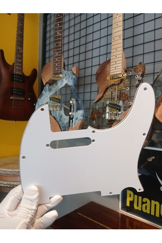 Telecaster Pickguard Beyaz Renk 3 Katlı 8 Delik