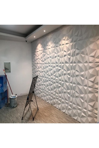 50cm X 50cm 1 Adet Beyaz 3d Abs Malzeme Pvc Dayanıklı Duvar Paneli Silinebilir Geometrik Model Panel Beyaz