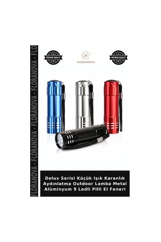 Delux Serisi Küçük Işık Karanlık Aydınlatma Outdoor Lamba Metal Alüminyum 9 Ledli Pilli El Feneri