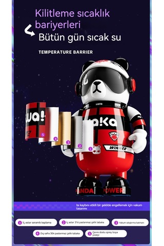 Lyon Panda Termos Bardağı Kırmızı