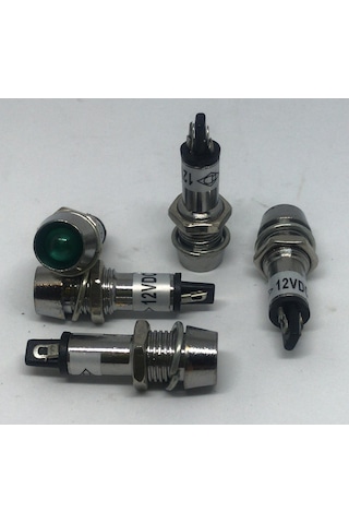 Led Metal Soketli Mat Yeşil Led 12V 10Mm 5 Adet