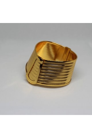 Minimal Tokalı Genis Kelepc E Bileklik Imitasyon Altın Gold